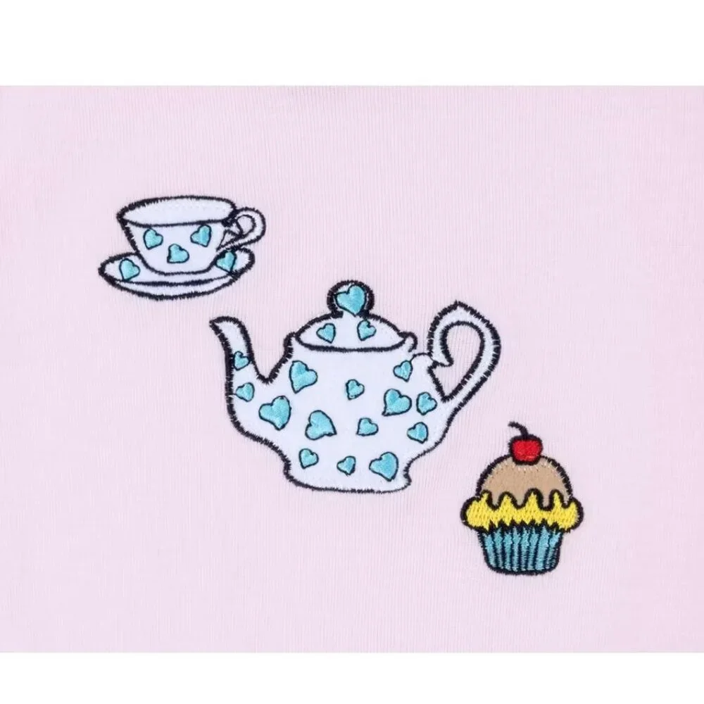 Leveret Girls Tea Set Print Cotton Emrboidered Cupcake Pajama PJ Set 8